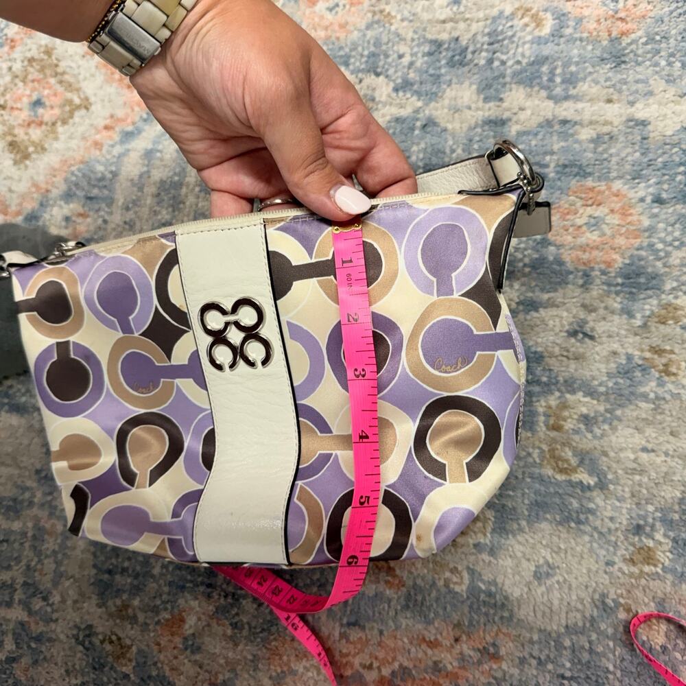 Y2K COACH Julia Outline Op Art Sateen Pouch Small Shoulder Bag 44837 Lilac 2000s - Picture 11 of 11